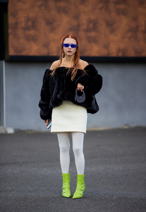 PARIS, FRANCE - SEPTEMBER 30: Courtney Trop outside Coperni during Paris Fashion Week - Womenswear S...