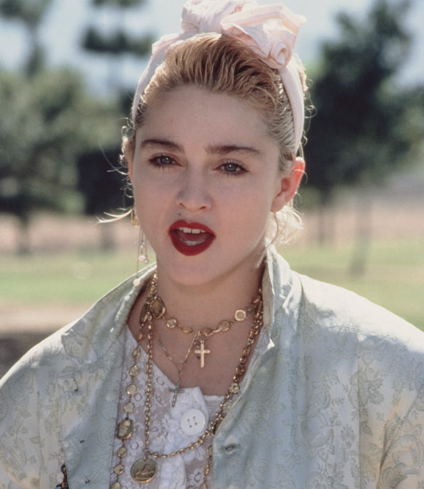American singer and actress Madonna at a Pro-Peace rally in Van Nuys, Los Angeles, California, 5th O...