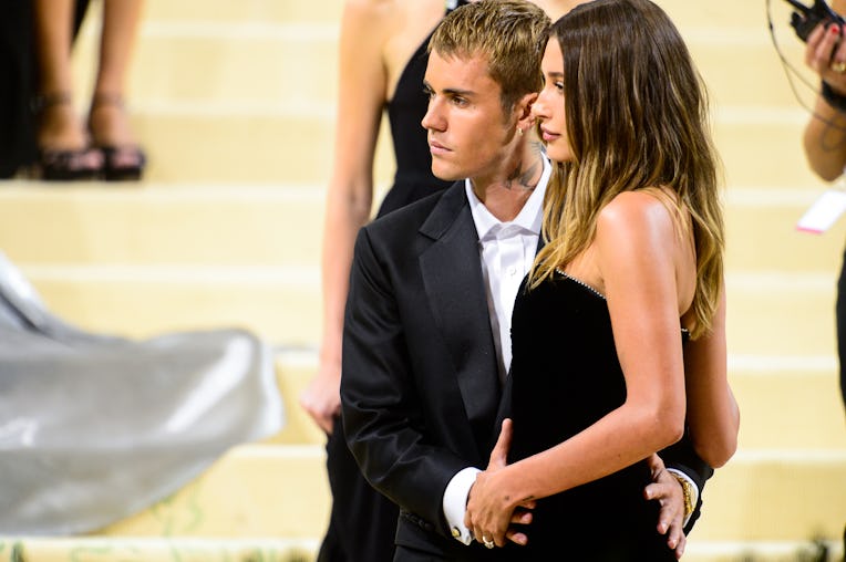 NEW YORK, NEW YORK - SEPTEMBER 13: Singer Justin Bieber (L) and model Hailey Baldwin attend the 2021...