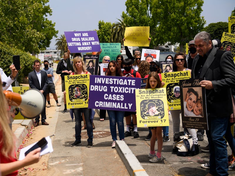 Amy Neville (L), whose son Alexander Neville died in June 2020 at the age of 14 of fentanyl poisonin...