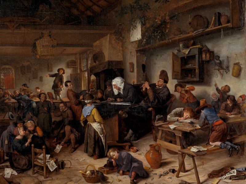 A School for Boys and Girls, by Jan Steen, 1670. Oil on canvas. Purchased by Private Treaty with the...