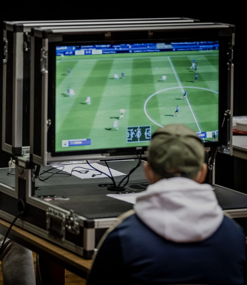 Young gamers take part in an esports tournament at the Dukenburg district centre in Nijmegen on Dece...
