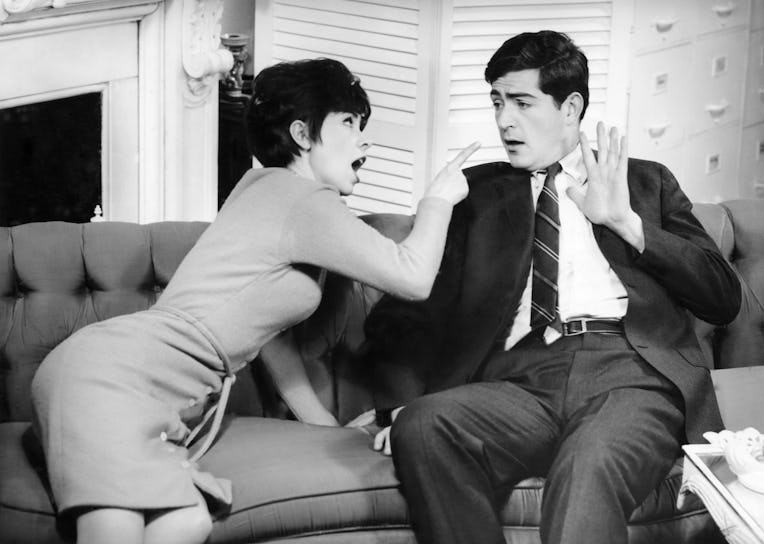UNITED STATES - CIRCA 1950s: Couple having heated domestic quarrel.