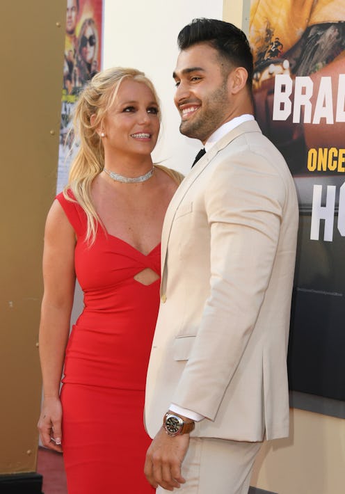 HOLLYWOOD, CALIFORNIA - JULY 22:  Britney Spears and Sam Asghari attend Sony Pictures' "Once Upon A ...