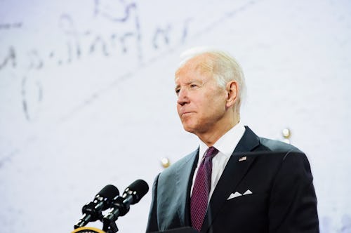 ROME, ITALY - 2021/10/31: President Joe Biden speaks during a press conference in the G20 leaders' s...