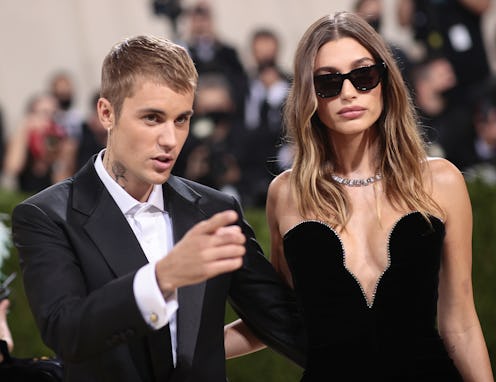 NEW YORK, NEW YORK - SEPTEMBER 13: Justin Bieber and Hailey Bieber attend The 2021 Met Gala Celebra...