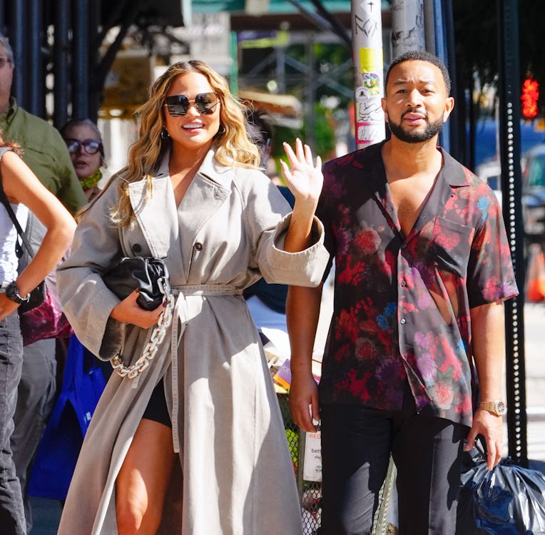 NEW YORK, NEW YORK - SEPTEMBER 27: Chrissy Teigen and John Legend are seen in Soho on September 27, ...