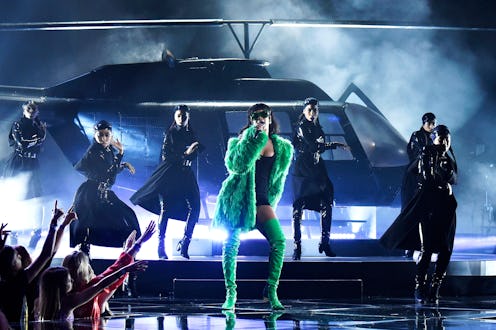 LOS ANGELES, CA - MARCH 29: Singer Rihanna performs onstage during the 2015 iHeartRadio Music Award...