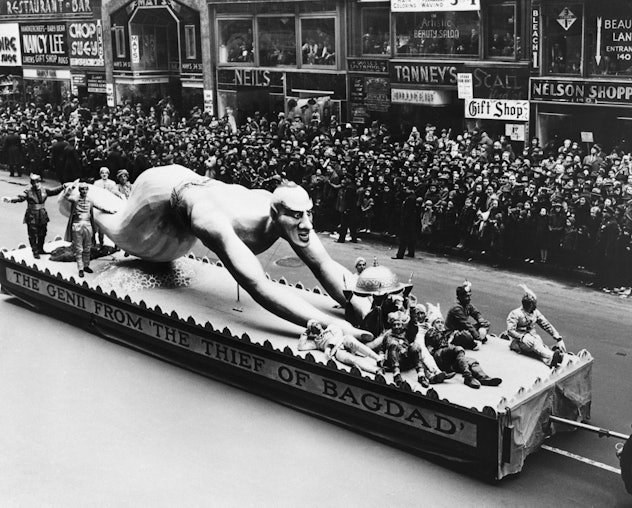(Original Caption) 11/21/40-New York: This float, depicting a scene from the "Thief Of Bagdad," was ...