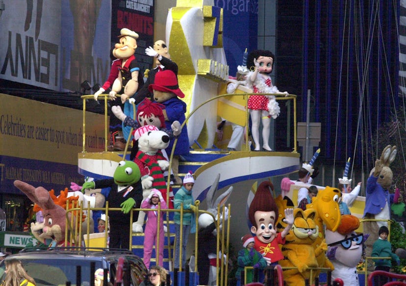 A float commemorating the 75 years of balloons in the Macy's parade. at the Times Square in New York...