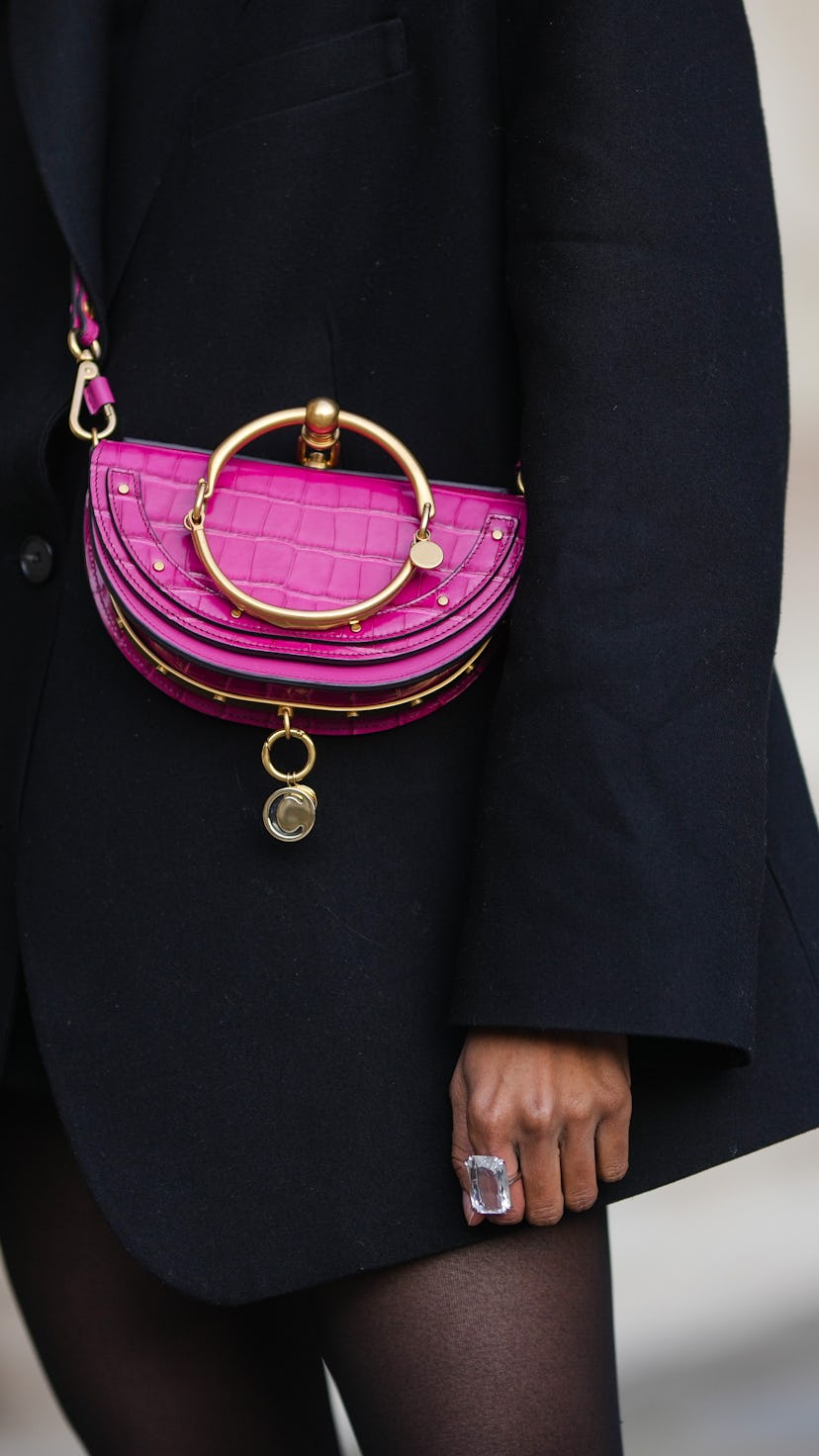 pink chloe bag street style