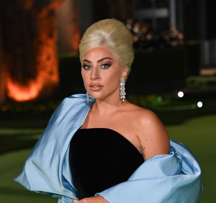 Lady Gaga wears Schiaparelli Custom Gown in 2021.