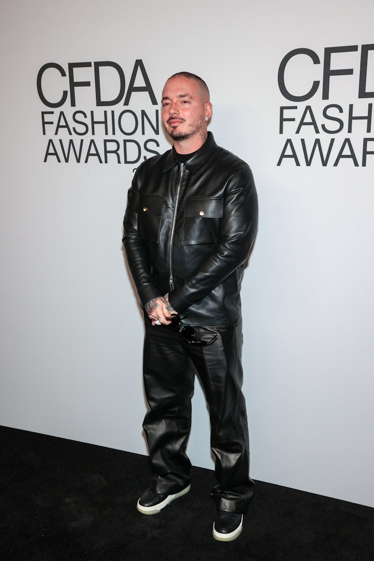 NEW YORK, NEW YORK - NOVEMBER 10: J Balvin attends the 2021 CFDA Fashion Awards at The Grill Room on...
