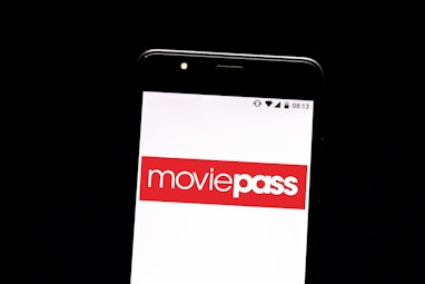 BRAZIL - 2019/07/08: In this photo illustration a MoviePass logo seen displayed on a smartphone. (Ph...