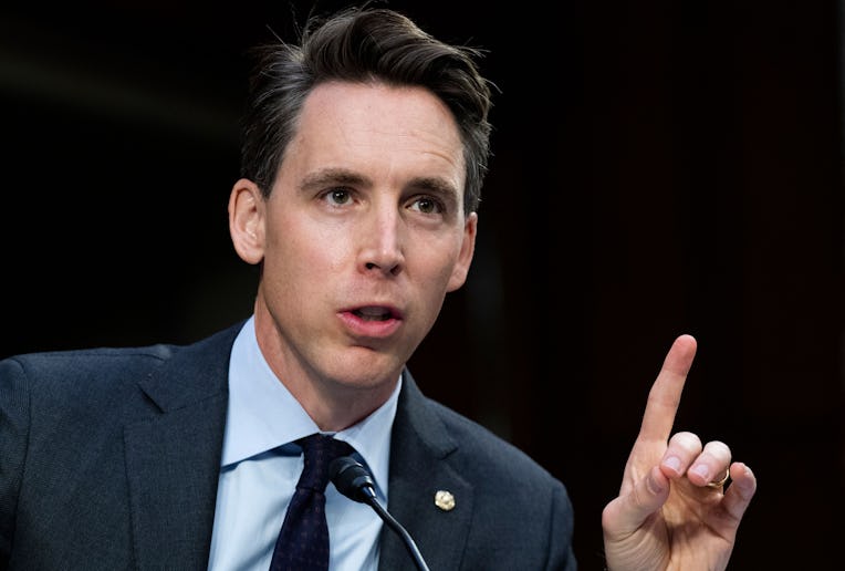 Sen. Josh Hawley, R-MO speaks during the Senate Judiciary Committee hearing to examine Texas' aborti...