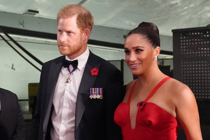 Britain's Prince Harry, Duke of Sussex and Meghan, Duchess of Sussex, arrive to the Intrepid, Sea Ai...