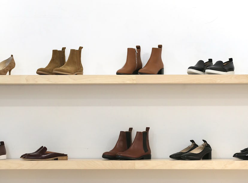 Display of women's shoes at Everlane, an online retail startup, which opened a permanent  popup on F...