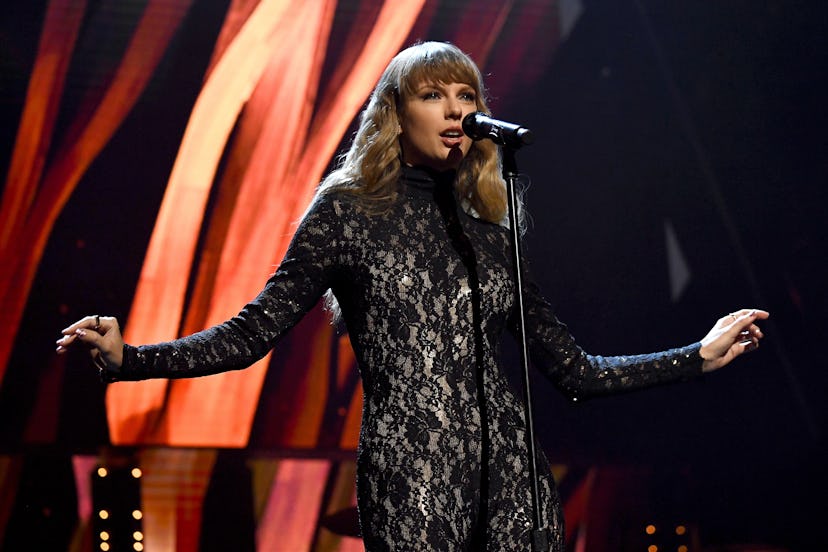 Shortly before releasing "Red: Taylor's Version," Taylor Swift performs onstage during the 36th Annu...