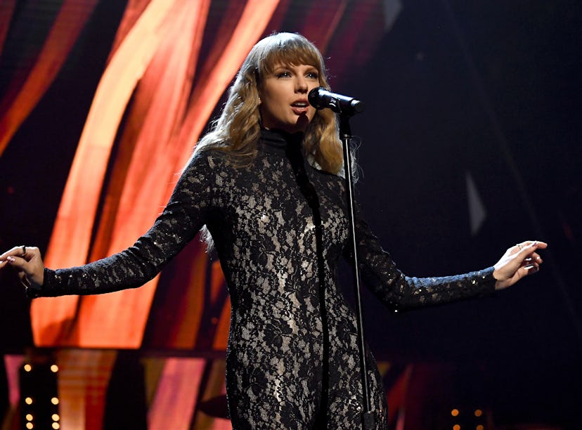 Shortly before releasing "Red: Taylor's Version," Taylor Swift performs onstage during the 36th Annu...