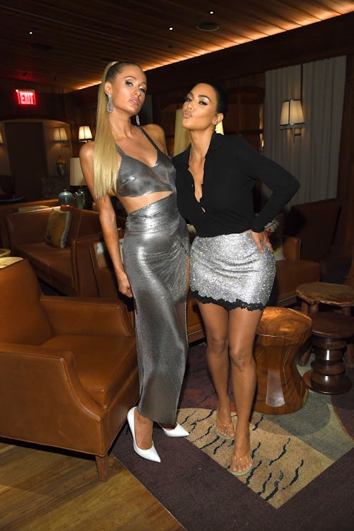 NEW YORK, NEW YORK - SEPTEMBER 12: Paris Hilton and Kim Kardashian West attend KKW Beauty KKWxWinni...