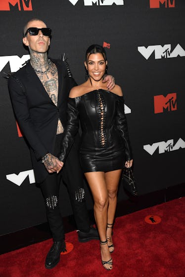 Ahead of Travis Barker's 46th birthday, he and Kourtney Kardashian attend the 2021 MTV Video Music A...