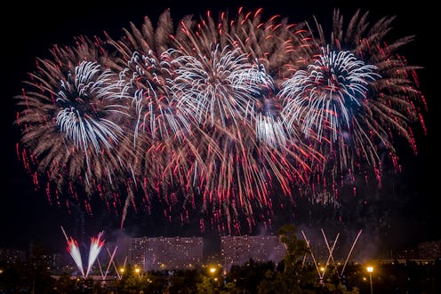 Blue Fireworks light up the sky