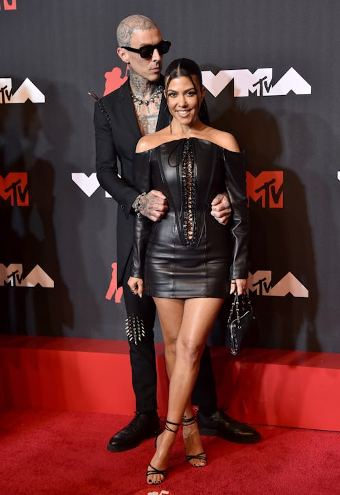 NEW YORK, NEW YORK - SEPTEMBER 12: Travis Barker and Kourtney Kardashian attend the 2021 MTV Video M...