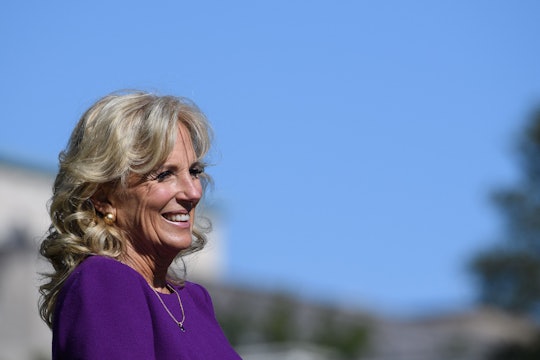 US First Lady Jill Biden smiles as she attends the Council of Chief State School Officers' 2020 and ...