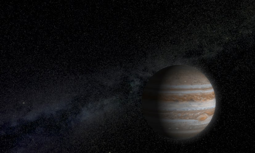 Computer graphic image of planet Jupiter with copy space.