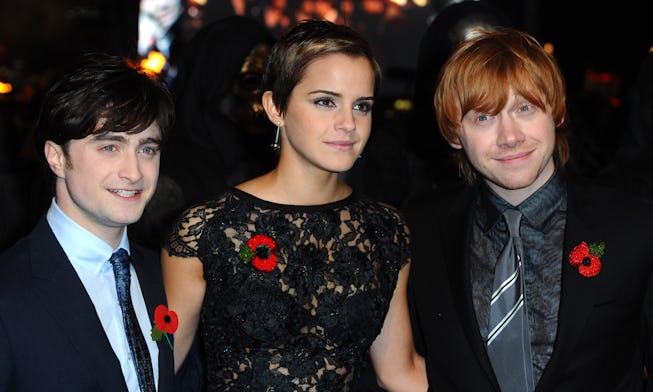 LONDON-November 11: Actor Daniel Radcliffe, Emma Watson and Rupert Grint attend the 'Harry Potter an...