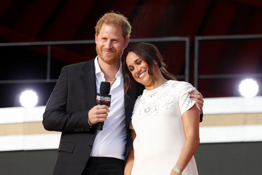 NEW YORK, NEW YORK - SEPTEMBER 25: Prince Harry, Duke of Sussex and Meghan, Duchess of Sussex speak ...