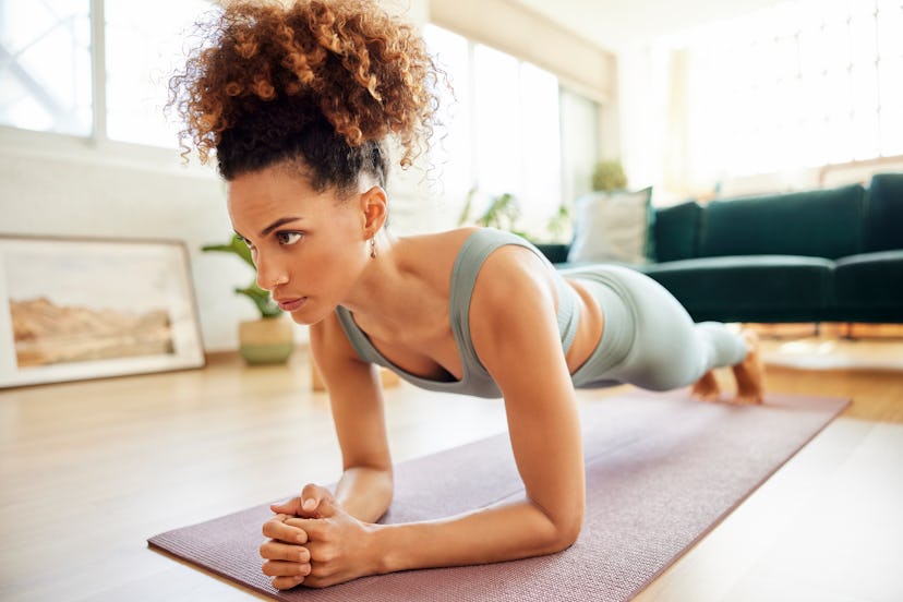 Power yoga features a lot of strengthening planks and push-ups.