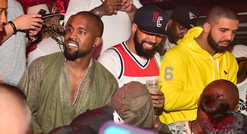 ATLANTA, GA - JUNE 20: Kanye West, Kenny Burns and Drake attend at Compound on June 20, 2015 in Atl...