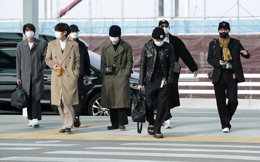 INCHEON, SOUTH KOREA - NOVEMBER 17: Boy band BTS is seen at Incheon International Airport on Novembe...