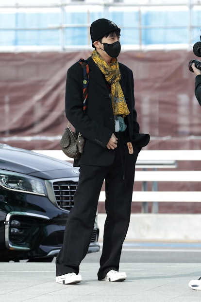 INCHEON, SOUTH KOREA - NOVEMBER 17: Boy band BTS is seen upon departure at Incheon International Air...
