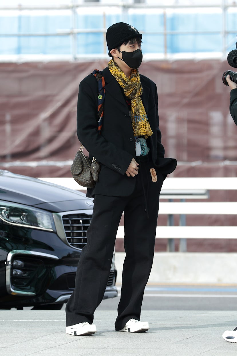 INCHEON, SOUTH KOREA - NOVEMBER 17: Boy band BTS is seen upon departure at Incheon International Air...