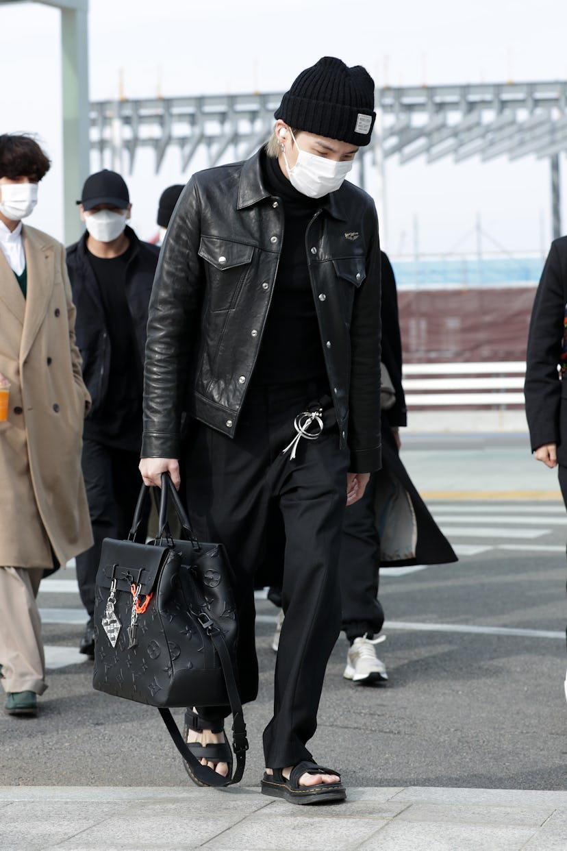 INCHEON, SOUTH KOREA - NOVEMBER 17: Boy band BTS is seen at Incheon International Airport on Novembe...