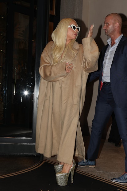MILAN, ITALY - NOVEMBER 13: Lady Gaga is seen on November 13, 2021 in Milan, Italy.  (Photo by Robino ...