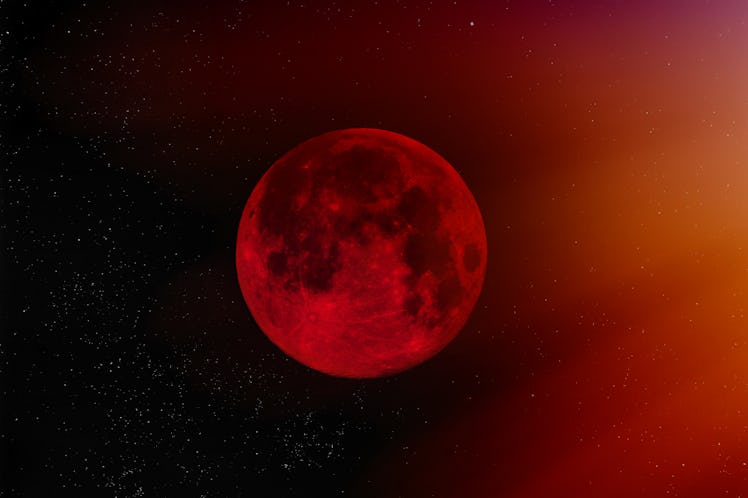 A blood moon total lunar eclipse.