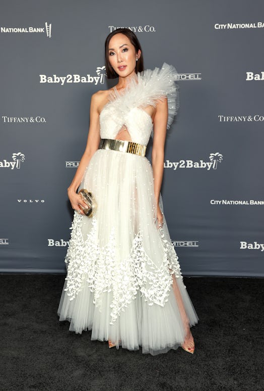 Chriselle Lim wears Georges Chakra at 2021 Baby2Baby Gala.
