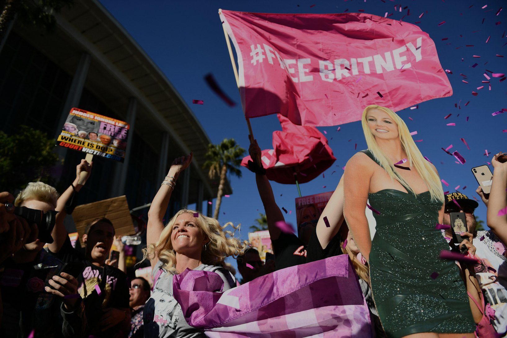 TOPSHOT - Supporters of the FreeBritney movement rally in support of musician Britney Spears for a c...
