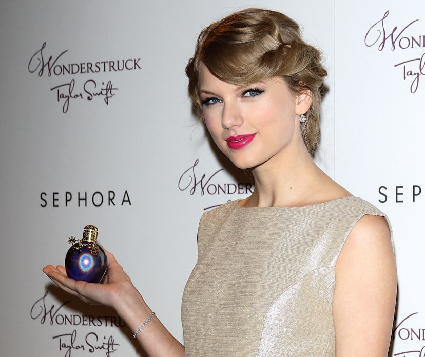GLENDALE, CA - OCTOBER 18: Taylor Swift attends the fragrance launch for “Wonderstruck” held at The…