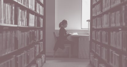 High quality stock photos of a senior woman using a public library.