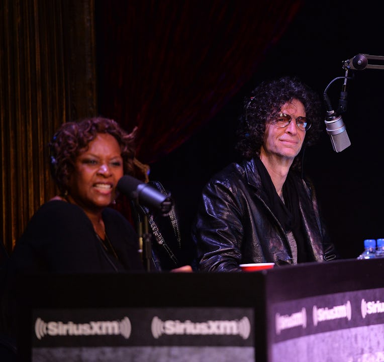 NEW YORK, NY - APRIL 28: Robin Quivers and Howard Stern speak at SiriusXM's Town Hall with Billy Jo...
