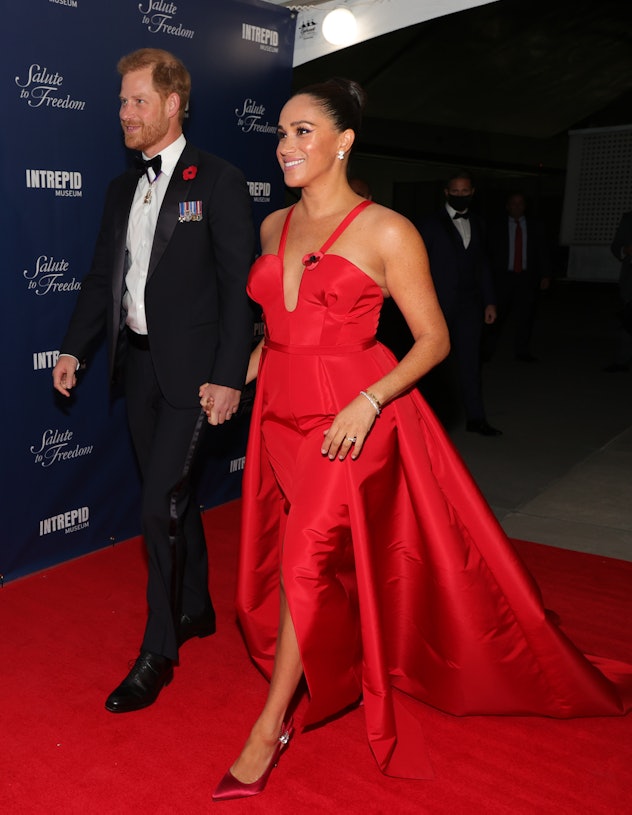 Meghan Markle wore a gorgeous red dress.