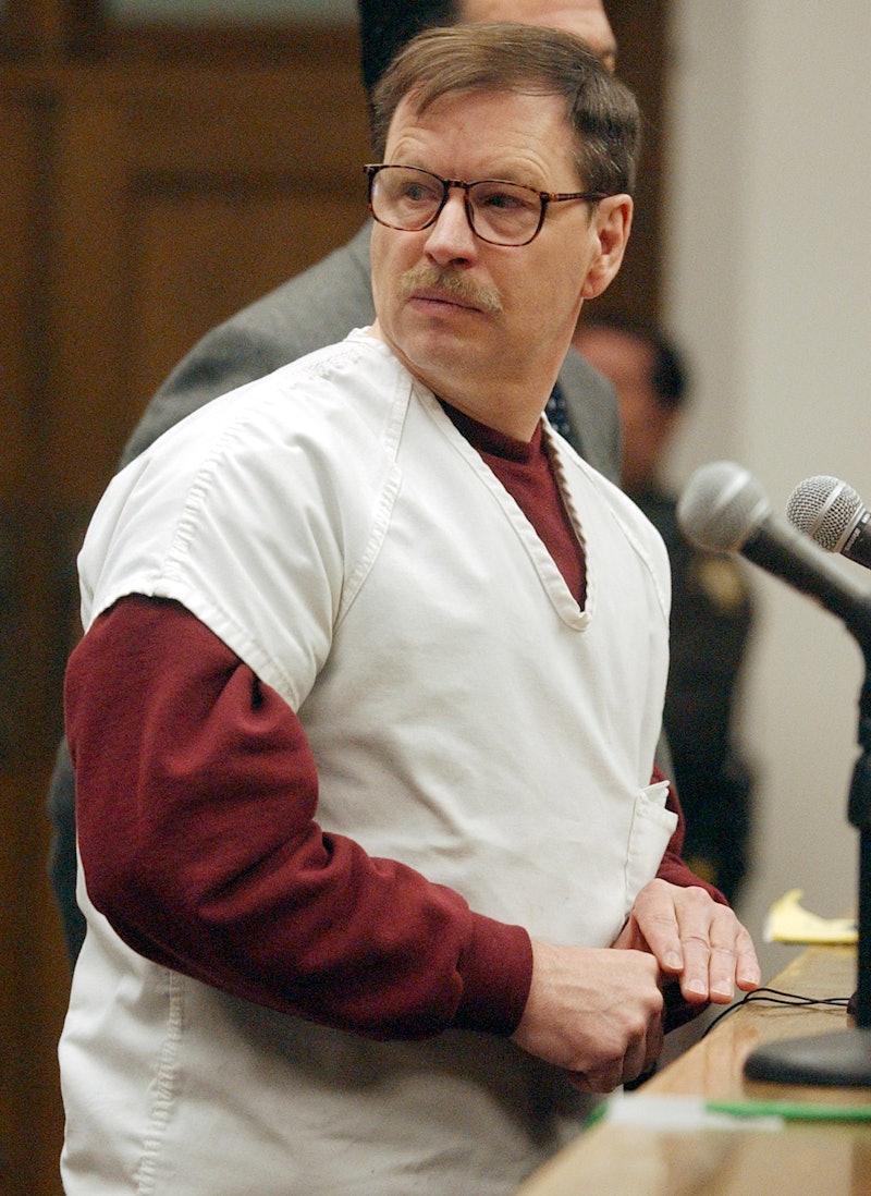 Green River Killer Gary Leon Ridgway reads a statement in a King County Washington Superior Court De...
