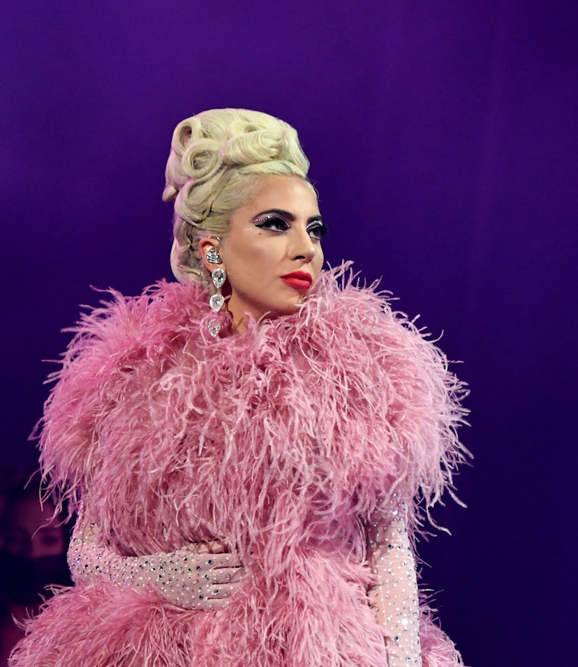 LAS VEGAS, NEVADA - OCTOBER 14: Lady Gaga performs during her 'JAZZ & PIANO' residency at Park MGM o...