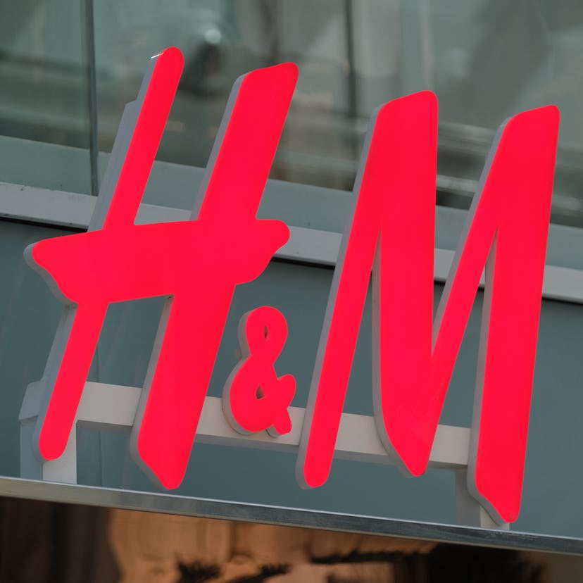 UTRECHT, NETHERLANDS - APRIL 26: A logo of Swedish fashion retailer H&M is pictured outside its sto...