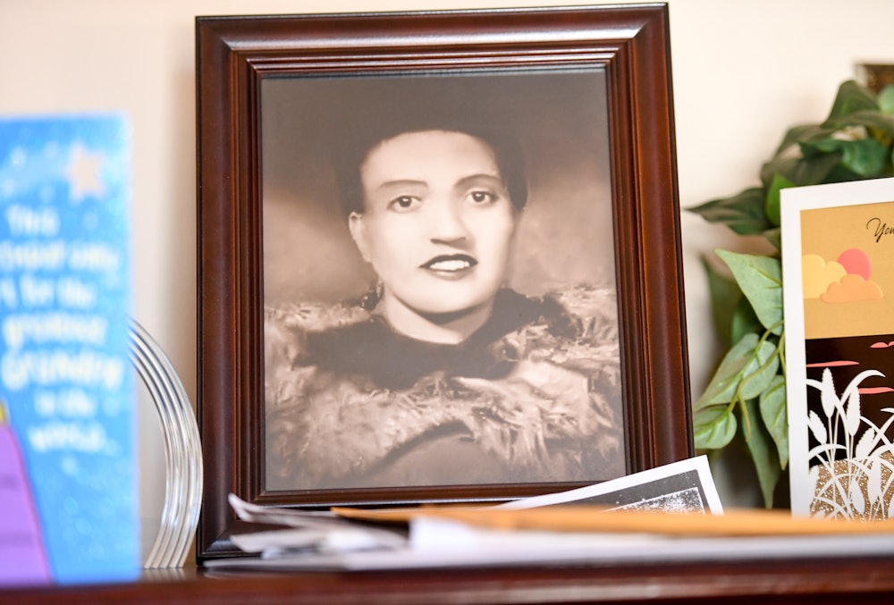BALTIMORE, MD - MARCH 22:  A photo of  Henrietta Lacks, sits in the living room of her grandson, Ron...
