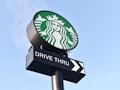 STOKE-ON-TRENT- NOVEMBER 13:  The American Coffeehouse ccompany, Starbucks logo is seen outside one ...